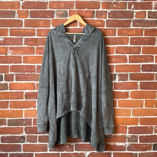 Plus Size Oversized Hi Lo Comfy Hoodie - Forest Green