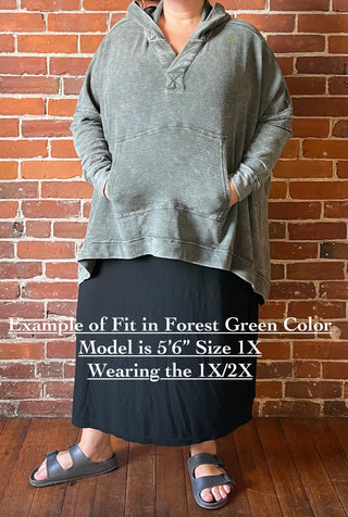 Plus Size Oversized Hi Lo Comfy Hoodie - Forest Green