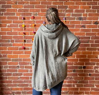 Plus Size Oversized Hi Lo Comfy Hoodie - Forest Green