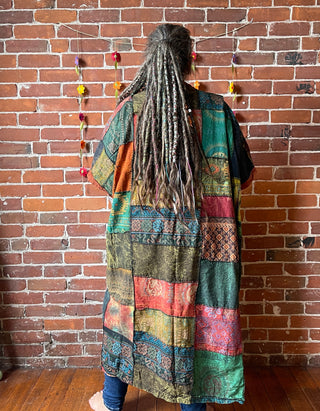 Juniper Patchwork Jacket Kimono - Earthy Clay / Browns