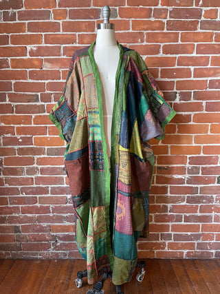 Juniper Patchwork Jacket Kimono - Earthy Greens