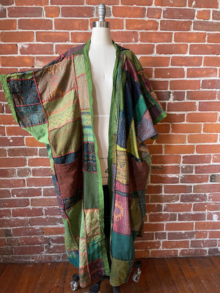 Juniper Patchwork Jacket Kimono - Earthy Greens