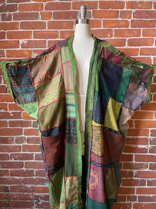 Juniper Patchwork Jacket Kimono - Earthy Greens