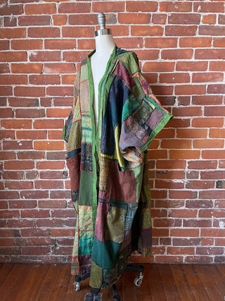 Juniper Patchwork Jacket Kimono - Earthy Greens