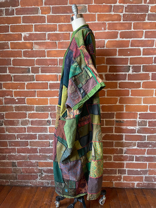 Juniper Patchwork Jacket Kimono - Earthy Greens