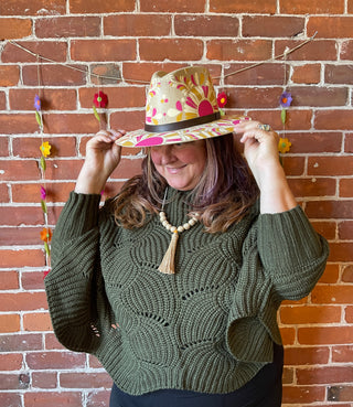 Fair Trade Colorful Sunburst Hand Painted Artisanal Hat