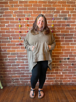 Plus Size Oversized Hi Lo Comfy Hoodie - Mocha