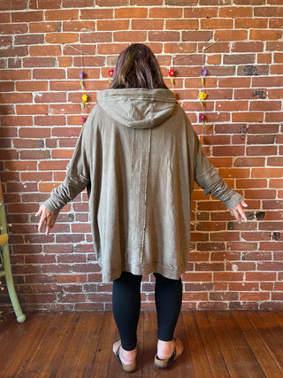 Plus Size Oversized Hi Lo Comfy Hoodie - Mocha