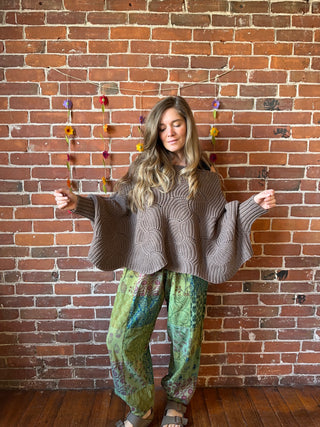 The Coffee Shop Latte Poncho Pullover Sweater