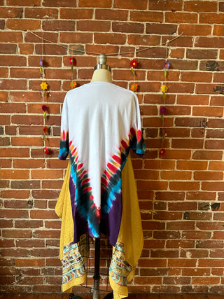 Size XL/2XL  Upcycled Grateful Dead Inspired Flowy Embroidered Hybrid Top