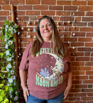 Stay Wild Moon Child Mineral Wash TShirt -Merlot