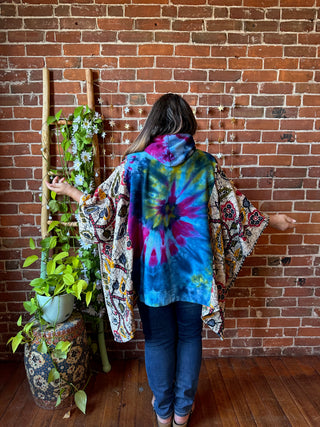 Soul Shine Maine X Mountain Girl Collab OOAK Upcycled Tie Dye Kantha Hoodie