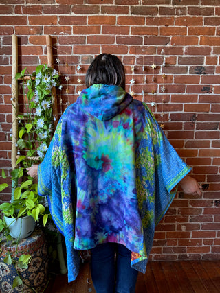 Soul Shine Maine X Mountain Girl Collab OOAK Upcycled Tie Dye Kantha Hoodie