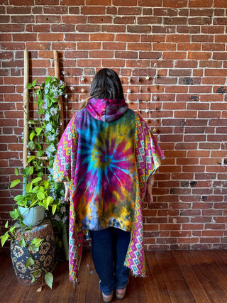 Soul Shine Maine X Mountain Girl Collab OOAK Upcycled Tie Dye Kantha Hi Lo Hoodie