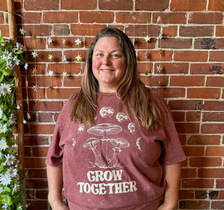 Grow Together Mushroom Moon Phase Mineral Wash TShirt