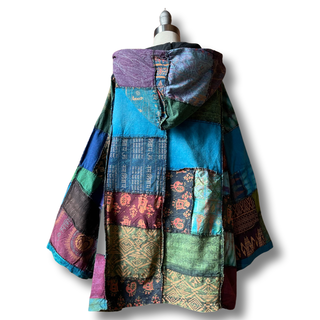 Oversized Juniper Fireside Patchwork Hoodie - Earth Tones
