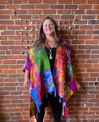 Rainbow Dreamer Tie Dye Silk Patchwork Kimono