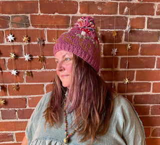 Magic Mushroom Embroidered Wool Pom Pom Beanie Hat