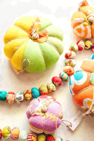 Recycled Saree Pumpkin -Medium Item: P22