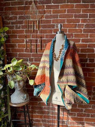 Mystery Print Gemini Kantha Cocoon Shawl