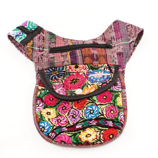 Mystery Pattern Boho Upcycled Embroidered Patch Fanny Pack / Crossbody Bag - Fair Trade Made