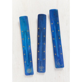 Sustainable Mango Wood Celestial Blue Incense Holder