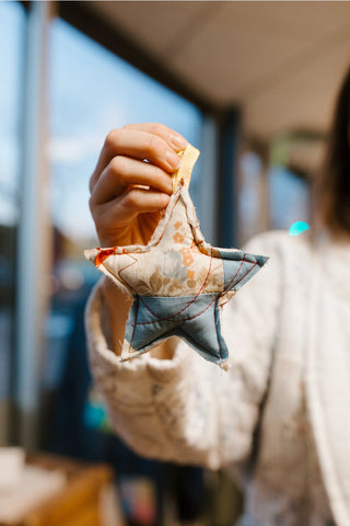 OOAK Quilted Star Ornament- Small Business Made in the USA