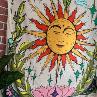Tapestry Wall Hanging / Sun and Luna Moth / Original Art By Melanie Bodnar-Final Sale