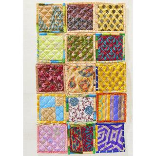 Recycled Sari Quilted Coaster Set of 4
