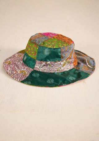 Boho Sunshine Recycled Random Patchwork Sari Hat