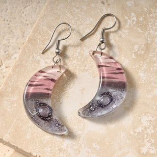 Celestial Marbled Moon Drop Earrings - Fair Trade Made