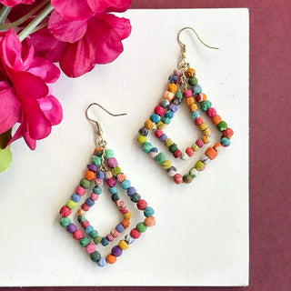 Kantha Milieu Lantern Chandelier Earrings -Fair Trade Made
