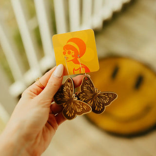 Retro Wooden Butterfly Earrings - Small Business Made In Delaware- Final Sale