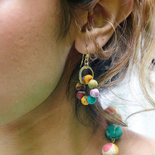 Kantha Orbital Earrings -Fair Trade Made - Final Sale