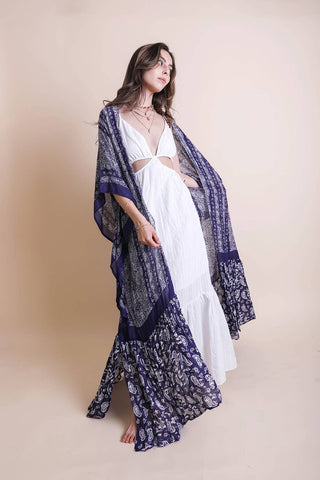 One Size Fits All Blue Paisley Grateful Dead Inspired Kimono