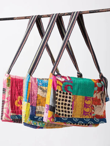 The Talia Patchwork Kantha Messanger Style Purse Bag Handbag - Fair Trade Made Item: 1220