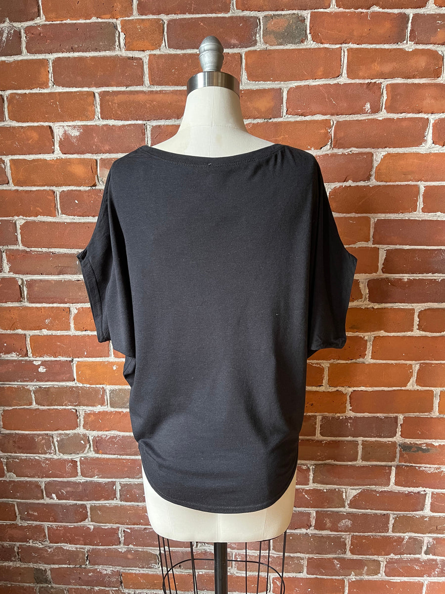 Henna Moon Pattern Bamboo Dolman Top in Black - Multiple Sizes Available