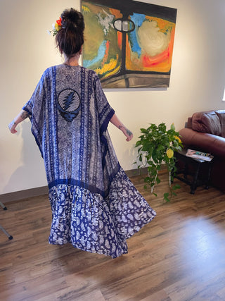 One Size Fits All Blue Paisley Grateful Dead Inspired Kimono