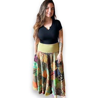 Yoga Waistband Patchwork Boho Festival Skirt / Dress