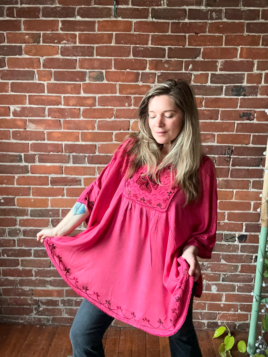 Free Size up to 2X Hannah Poncho Capelet Top - Magenta - item: 1108