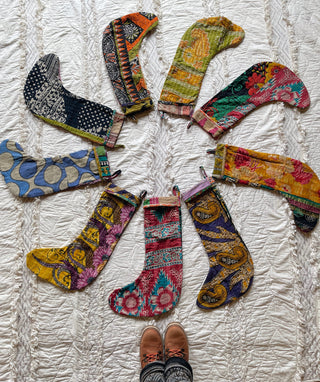 Kantha Holiday Stocking - Assorted Patterns Get 4 for 25% off!