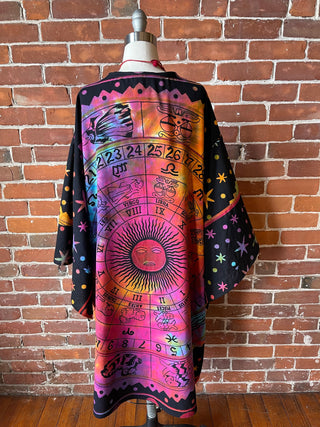 Zodiac Tie Dye Mandala Bell Sleeve Kimono - Ships after Xmas