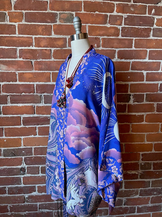 Celestial Moon Goddess Flowy Purple Sunset Kimono