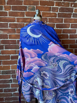 Celestial Moon Goddess Flowy Purple Sunset Kimono