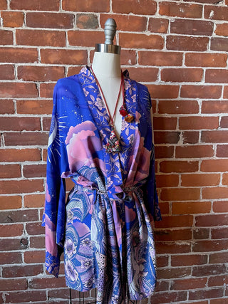 Celestial Moon Goddess Flowy Purple Sunset Kimono