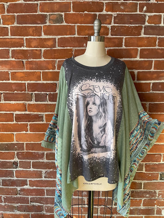 Stevie Inspired Sage Embroidered Poncho