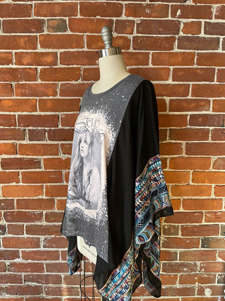 Stevie Nicks Inspired Black Embroidered Poncho
