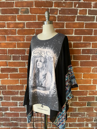 Stevie Nicks Inspired Black Embroidered Poncho
