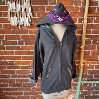 Upcycled Grateful Dead Purple + Charcoal Hoodie