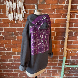 Upcycled Grateful Dead Purple + Charcoal Hoodie